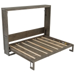 Queen Size Brown Murphy Bed with Smooth Hydraulic Lift, Space‑Saving Fold‑Down Unit with Wood Slat Support, 88'' L x 67'' W x 68.5'' H, Brown