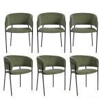6-Piece Corduroy Side Chair Set with Ergonomic Curved Back, Sleek Lounge Chair Set for Living Room, 30.5" L x 21.5" W x 19.5" H, Green