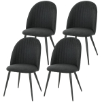 HOMCOM Set of 4 Modern Dining Chairs, Velvet Upholstered Kitchen Chairs with Steel Legs for Living Room, Black