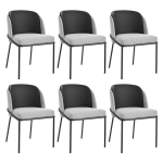 Set of 6 Modern Dining Chairs with Adjustable Anti‑Slip Feet, Upholstered Chairs for Living Areas, 21.5'' L x 21.5'' W x 33.5'' H, Black+Gray