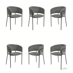 6-Piece Corduroy Side Chair Set with Ergonomic Curved Back, Modern Lounge Chair Set for Living Room, 30.5" L x 21.5" W x 19.5" H, Grey