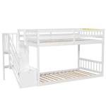 Space-Saving Bunk Bed with Low-Profile Design and Built-In Storage, Sturdy Tiered Beds for Kids, 95" L x 41.5" W x 50" H, White