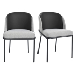 Set of 2 Sleek Dining Chairs with Ergonomic Backrest, Durable Chairs Set with Solid Frame, 21.5'' L x 21.5'' W x 33.5'' H, Black+Gray