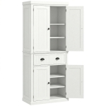 HOMCOM 72" Kitchen Pantry, Freestanding Storage Cabinet with Drawer, Doors, Cream White