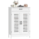HOMCOM Shoe Cabinet with Louvered Doors, Modern Shoe Storage Cabinet with Drawer and Adjustable Shelves, White