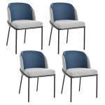 Set of 4 Dining Chairs with Ergonomic Curved-Back, Stylish Chairs Set with High-Density Foam Seat, 21.5'' L x 21.5'' W x 33.5'' H, Blue+Grey