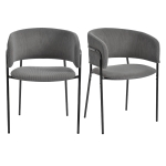 Modern Corduroy Side Chair with Ergonomic Curved Back, Minimalist Lounge Chair for Living Room, 30.5" L x 21.5" W x 19.5" H, Grey