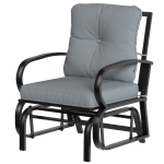 Outsunny Patio Glider, Outdoor Glider Chair with Cushions, Steel Frame, Curved Armrests, Light Grey