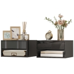 HOMCOM Floating Bedside Tables Set of 2, Wall-Mounted Nightstand, High Gloss Black