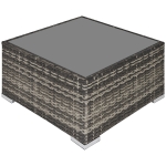 Outsunny Rattan Garden Coffee Table, 25.6" Square Garden Rattan Table with Tempered Glass Top, Deep Grey