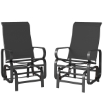 Outsunny Gliding Lounger Chair Set of 2, Single Rockers with Lightweight Metal & Mesh Construction, Black