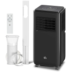 HOMCOM 10,000 BTU Moible Air Conditioner 440 Sq. Ft., Dehumidifier Fan Auto Sleep with 24H Timer On/Off, Window Kit, Black