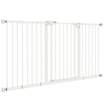 PawHut 30 Inch Tall Pet Gate with Door Dog Gate and Barrier Indoor for Stairs Includes 7", 8", 12" Extensions Kit