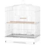 PawHut 23" Bird Cage, Finches Canaries, Parrot Cage with Doors Perches, 2 Feeder Pet Supplies, White