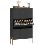 HOMCOM Shoe Cabinet with 3 Flip Drawers, Modern Narrow Shoe Storage Cabinet with Adjustable Shelves, Black