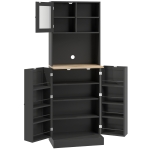 HOMCOM 66.5" Tall Kitchen Pantry Cabinet, Kitchen Hutch, Microwave Cabinet with Adjustable Shelves for Dining Room, Black