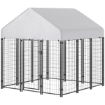 PawHut Outdoor Dog Kennel with Roof, 6' x 6' x 6' Heavy Duty Welded Wire Dog Playpen Enclosure with Escape-proof Lock
