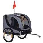 PawHut Dog Bike Trailer, Pet Cart, Bicycle Wagon, Travel Cargo, Carrier Attachment with Hitch, Foldable for Travelling, for Small Medium Dogs, Grey