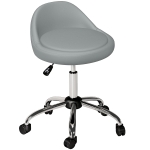 HOMCOM Salon Stool, Adjustable Rolling Stool, Grey