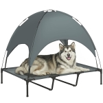 PawHut Elevated Dog Bed with Canopy, Portable Raised Dog Cot for XL Sized Dogs, Indoor & Outdoor, 48" x 36" x 43", Grey