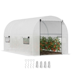 Outsunny 9.6' x 6.5' x 6.2' Walk-In Greenhouse w/ 2 Doors & Windows, White