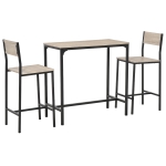 HOMCOM 3 Piece Bar Table and Chairs, Industrial Dining Table Set for 2, Counter Height Kitchen Table with Bar stools, Breakfast Table Set for 2 for Small Space, Natural