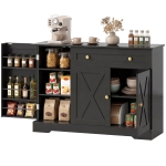HOMCOM Sideboard Buffet Cabinet, Farmhouse Coffee Bar Cabinet with Door Shelves, Adjustable Shelves, Drawer, Barn Doors, Black