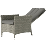 Outsunny Wicker Outdoor Recliner Chair, Wicker Reclining Patio Chair with Adjustable Backrest and Cushion, Grey