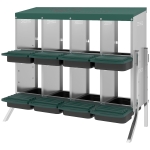 PawHut Chicken Nesting Boxes, 8 Compartment Metal Nesting Boxes for Chickens, Two-Tier Egg Laying Boxes with Vented Holes