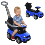 Aosom 3 in 1 Kid Ride on Push Car, Toddlers Sliding Walking Car, with Horn, Music, Light, Parent Control Handle, Secure Bar, Under Seat Storage, for Boy Girl 18-36 Months, Blue