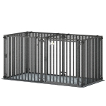 PawHut 55 Inch Heavy Duty Dog Crate, Extra Large Metal Dog Cage Kennel with Mat for Large Breeds, Modular Puppy Playpen