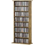 HOMCOM 8-Tier DVD Shelf with 6 Adjustable Shelves, Slim CD Shelf, Holds 360 CDs, 185 DVDs or 185 Blu-rays, Rustic Brown