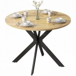 HOMCOM 39" Dining Table, Contemporary Round Kitchen Table with Steel Legs, Brown Wood Grain