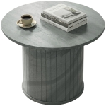 HOMCOM Round Coffee Table, 24" Center Table, Cement Grey