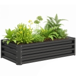 Outsunny Galvanized Raised Garden Bed, 4' x 2' x 1' Metal Planter Box, for Growing Vegetables, Flowers, Herbs, Succulents, Gray