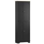 HOMCOM 72" Tall Pantry Cabinet, Kitchen Pantry Cabinet with Adjustable Shelves, Storage Cabinet with 4 Doors, Black