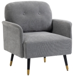 HOMCOM Accent Chair Modern Tufted with Metal Legs Upholstered Reading Armchair for Living Room Grey