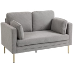 HOMCOM Loveseat Sofa, 55" Small Sofa Couch with 2 Pillows, Metal Legs for Living Room, Bedroom, Apartment, Grey