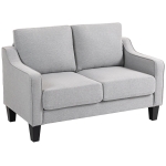HOMCOM Loveseat Sofa, Modern Couch with Pocket Spring, Linen Upholstered, Thick Padded, Light Grey