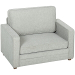 HOMCOM Accent Chair, Velvet-feel Fabric Armchair with Wide Seat, Spring Cushion, Solid Wood legs, Grey