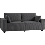 HOMCOM 86" 3 Seater Sofa, Modern Corduroy Upholstered Couch, Dark Grey
