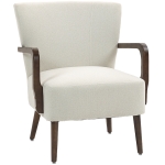 HOMCOM Accent Chair with Wooden Legs, Linen Fabric Armchair with Thick Padding, Comfy Chair for Living Room, Cream White