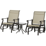 Outsunny 3PCs Gliding Rocking Chair & Bistro Tea Table Set, Mixed Grey
