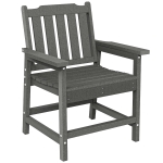 Outsunny All-Weather Patio Chair, HDPE Patio Dining Chair, Heavy Duty Wood-Like Outdoor Furniture for Garden, Backyard, Deck, Porch, Lawn, Gray