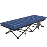 Outsunny Camping Cot with Soft Pad, 32" Extra Wide Folding Cots with Non-Slip Feet and Carry Bag, Blue
