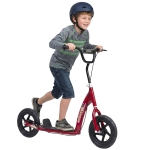 HOMCOM Kids Scooter with 12" EVA Big Tires, Street Bike Bicycle for Teens with Adjustable Height Handle for 5-12 Year Old, Red