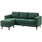 HOMCOM Sectional Sofa with Changeable Chaise Lounge, 3 Seat L-Shaped Sofa, Upholstered Couch for Small Space, Dark Green