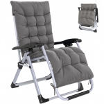 Outsunny Reclining Zero Gravity Chair with Adjustable Backrest, Folding Garden Sun Lounger, Outdoor Recliner with Removable Cushion and Headrest, Dark Grey