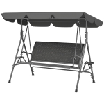 Outsunny 3-Seat Patio Swing Chair, Outdoor Canopy Swing Glider with Adjustable Shade, Grey