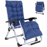 Outsunny Reclining Zero Gravity Chair with Adjustable Backrest, Folding Garden Sun Lounger, Outdoor Recliner with Removable Cushion and Headrest, Dark Blue
